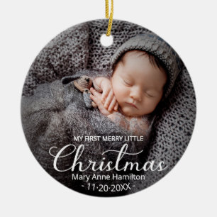 Baby First Christmas Photo Ceramic Ornament