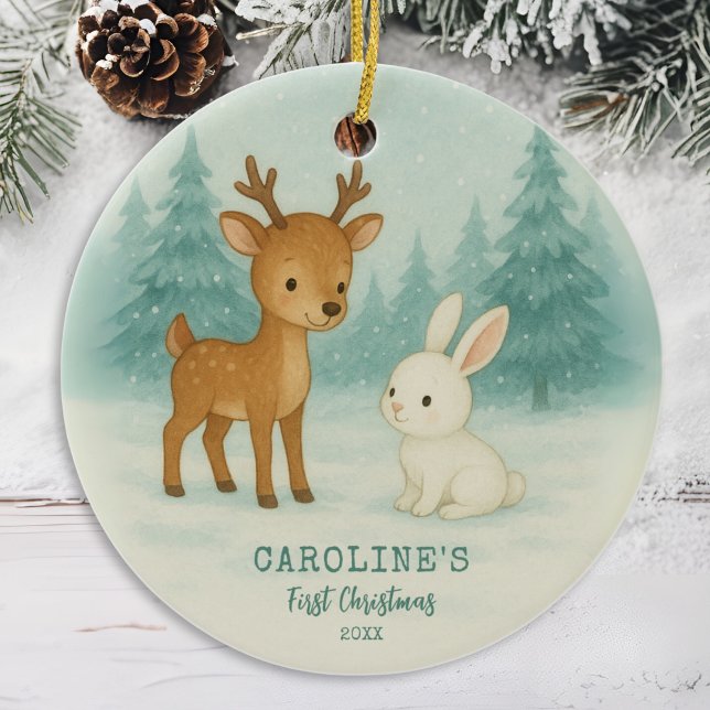 Baby First Christmas Photo Ceramic Ornament (Creator Uploaded)