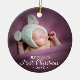 Baby First Christmas Photo Ceramic Ornament