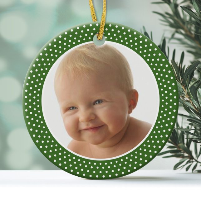 Baby' First Christmas - PHOTO FRAME Ceramic Ornament (Personalized Christmas Photo Ornament)