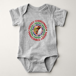 Baby First Christmas Photo Holiday Personalise   Baby Bodysuit