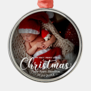Baby First Christmas Photo Metal Ornament