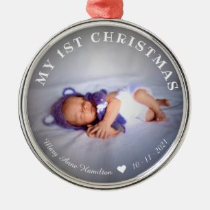 Baby First Christmas Photo Metal Ornament