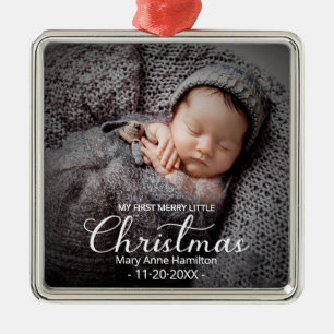 Baby First Christmas Photo Metal Ornament