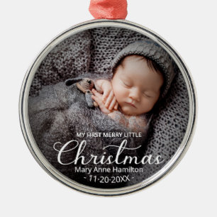 Baby First Christmas Photo Metal Ornament