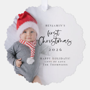 Baby First Christmas Photo Overlay 2026 Calendar Tree Decoration Card