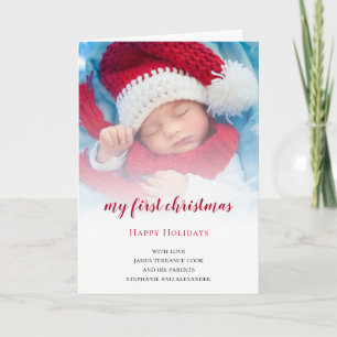 Baby First Christmas Photo Overlay Holiday Card