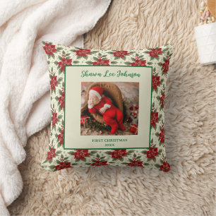 Baby First Christmas Photo Throw PIllow