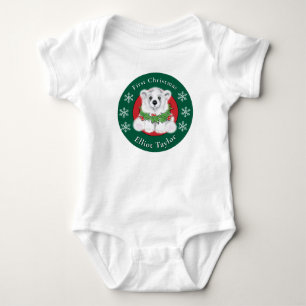 Baby first Christmas polar bear personalize Bodysuit