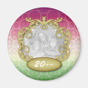 Baby First Christmas Red Green Yellow Dots Magnet