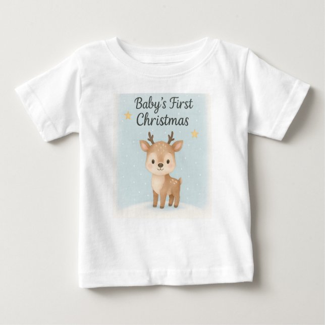 Baby first christmas reindeer cute festive family  T-Shirt (Front)