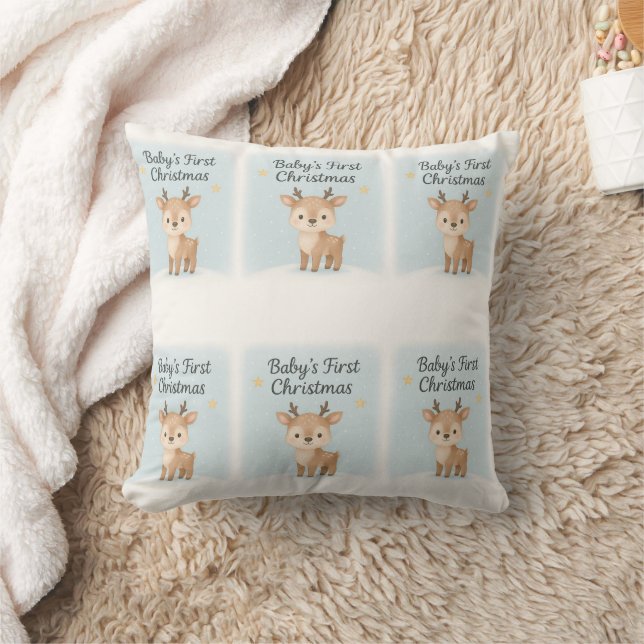Baby first christmas reindeer cute nursery holiday cushion (Blanket)