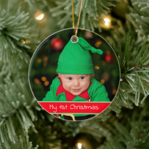 Baby First Christmas Simple Modern Ceramic Ornament