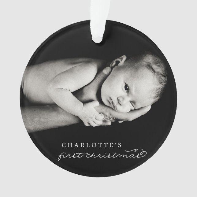 Baby First Christmas Snowflakes Stylish Chic Photo Ornament (Front)