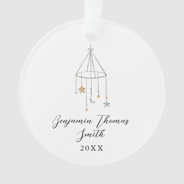 Baby First Christmas Star Mobile Acrylic Ornament (Front)