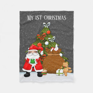 Baby first Christmas unisex Santa Holiday Fleece Blanket