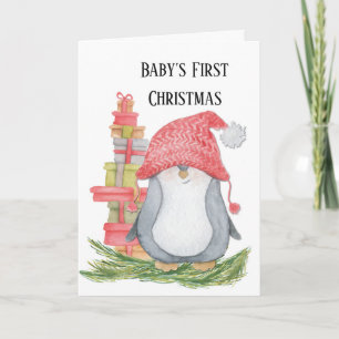 Baby First Christmas with Penguin and Presents Card