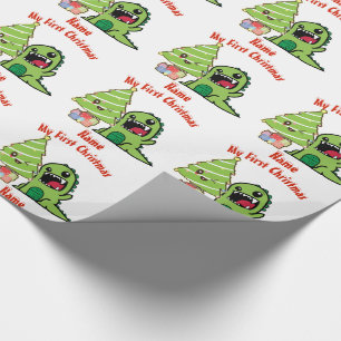 Baby FIRST Christmas WRAPPING DINOSAUR Custom Paper