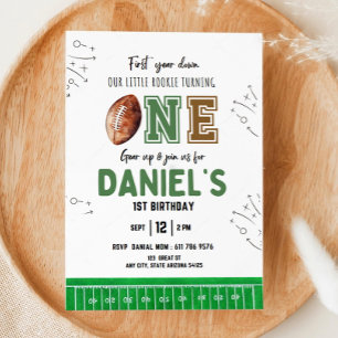 Baby first Football Birthday Party Invitation Temp