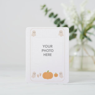 Baby First Halloween Cute Ghost Pumpkin Photo Holiday Card