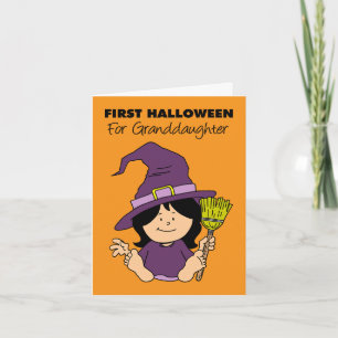 Baby First Halloween Granddaughter Cartoon Witch Holiday Card