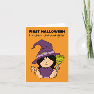 Baby First Halloween Great Granddaughter Witch Holiday Card