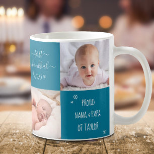 Baby First Hanukkah Grandparents 4 Photo Custom Coffee Mug