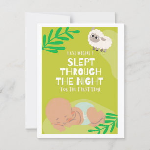 Baby first long sleep postcard
