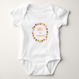 Baby First Thanksgiving Autumn Leaves Acorns Bodysuit