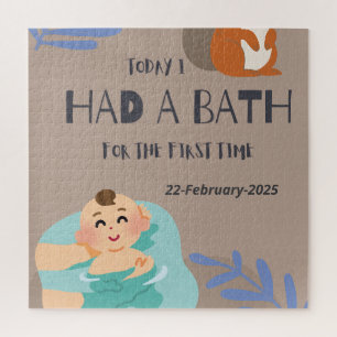 Baby first time bath jigsaw puzzle