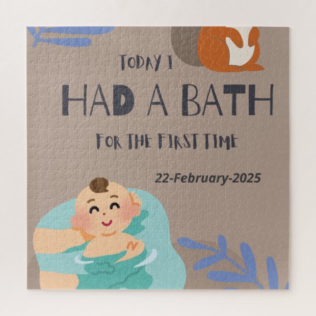 Baby first time bath jigsaw puzzle (Vertical)