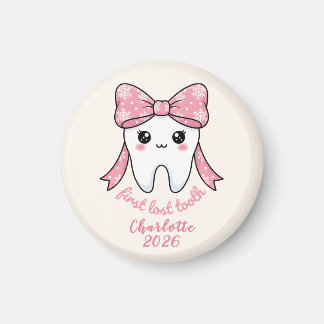 Baby First Tooth Pink Bow Milestone Kawaii Tooth Magnet