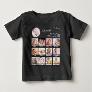 Baby First Year 12 Month Photo Collage  Milestone T-Shirt