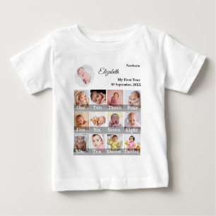 Baby First Year 12 Month Photo Collage  Milestone T-Shirt