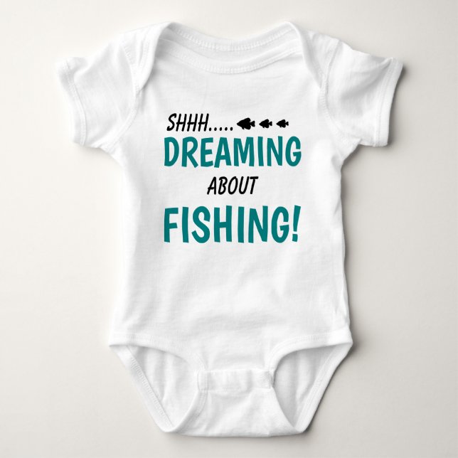 Baby Fishing Funny Jersey Bodysuit Shirt (Front)