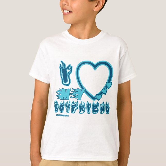 Baby fit I love my boyfriend in BLUE  T-Shirt (Front)