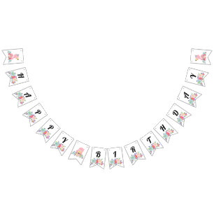 Baby Flamingo Happy Birthday  Bunting