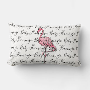 Baby Flamingo   pink flamingo   Lumbar Cushion