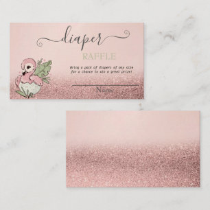 Baby Flamingo Rose Gold Glitter Diaper Raffle Enclosure Card