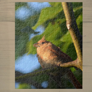 Baby Fledgling Cardinal Photographic Jigsaw Puzzle
