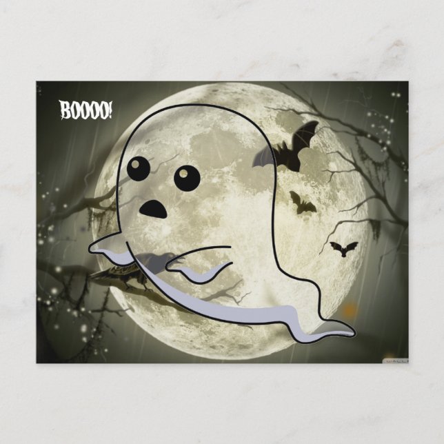 Baby Floating Ghost Surrounded by Bats Postcard (Front)