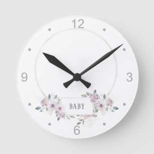 Baby   Floral Embellished Newborn Photo Round Clock