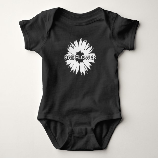Baby Flower Black One piece Bodysuit (Front)