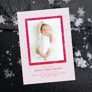 Baby Flurry Vertical Birth Announcement