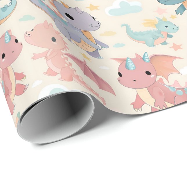 Baby flying dragons wrapping paper (Roll Corner)