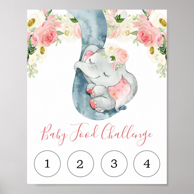 Baby food challenge sign elephant baby shower (Front)