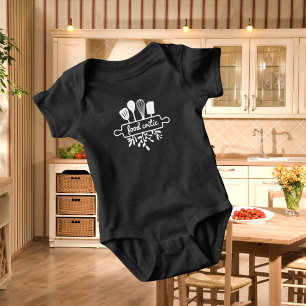 Baby Food Critic Kitchen Utensil and Greenery Baby Bodysuit