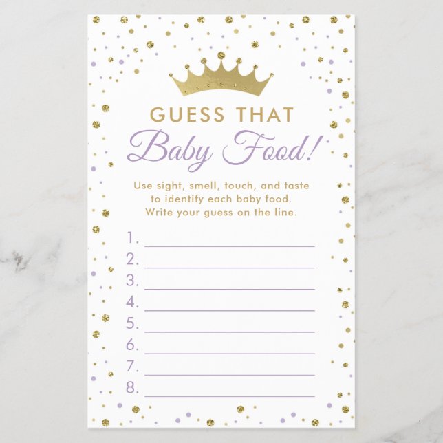 Baby Food Guessing Baby Shower Game Flyer (Front)