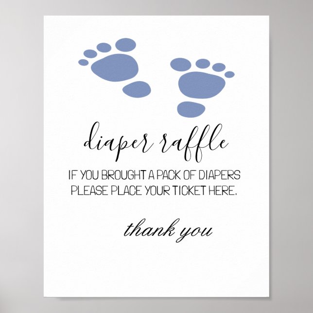Baby Foot Print  Diaper Raffle Ticket Baby Shower  (Front)