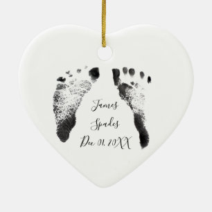 Baby foot prints, add date of birth ceramic ornament
